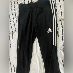 Adidas Kids Black Joggers with White Stripes
